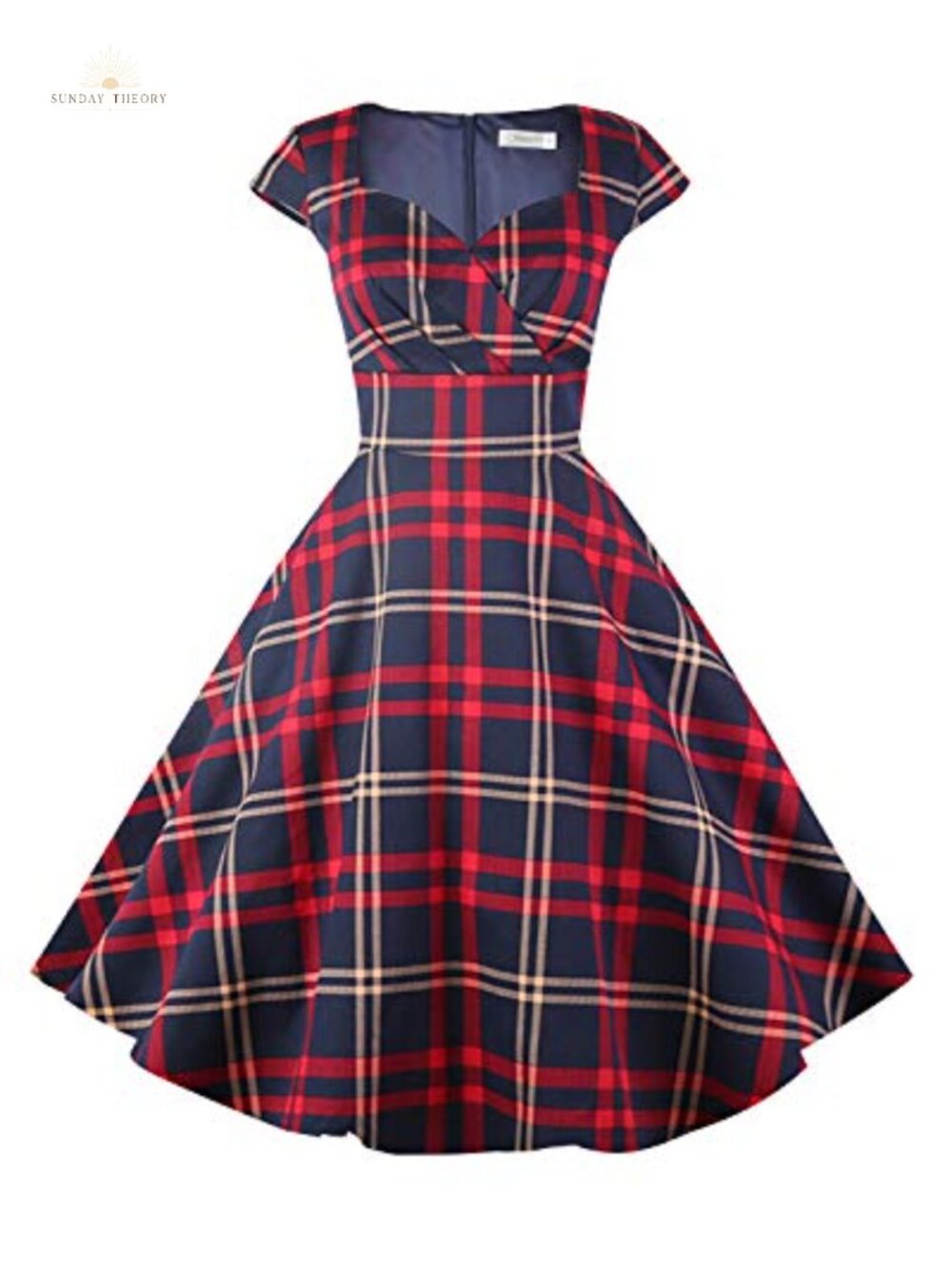 Women's Cap Sleeve Retro Vintage Cocktail Swing Dress with Pockets